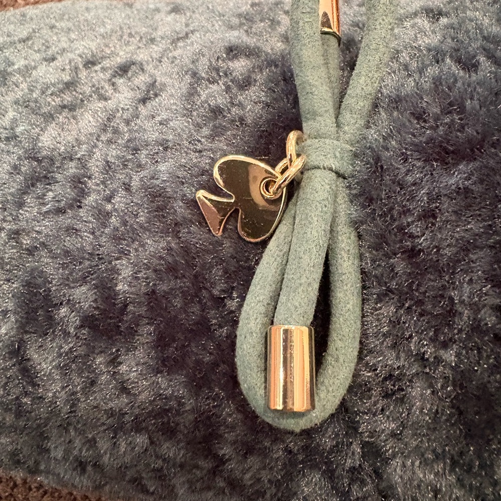 Kate Spade Teal Fuzzy Slippers with Bow - Picture 7 of 7
